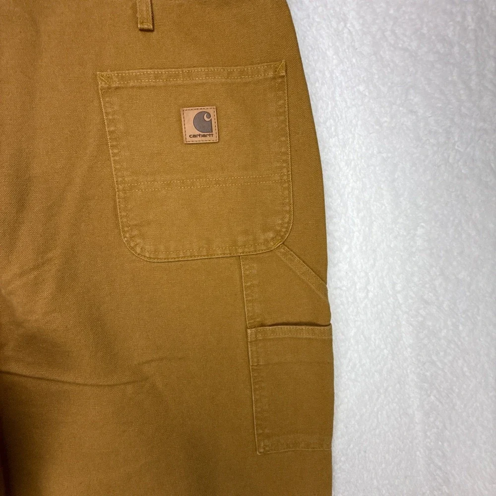 Carhartt B111 BRN Washed Duck Work Dungaree Flannel Lined Brown 42x32 NWT Pants‎